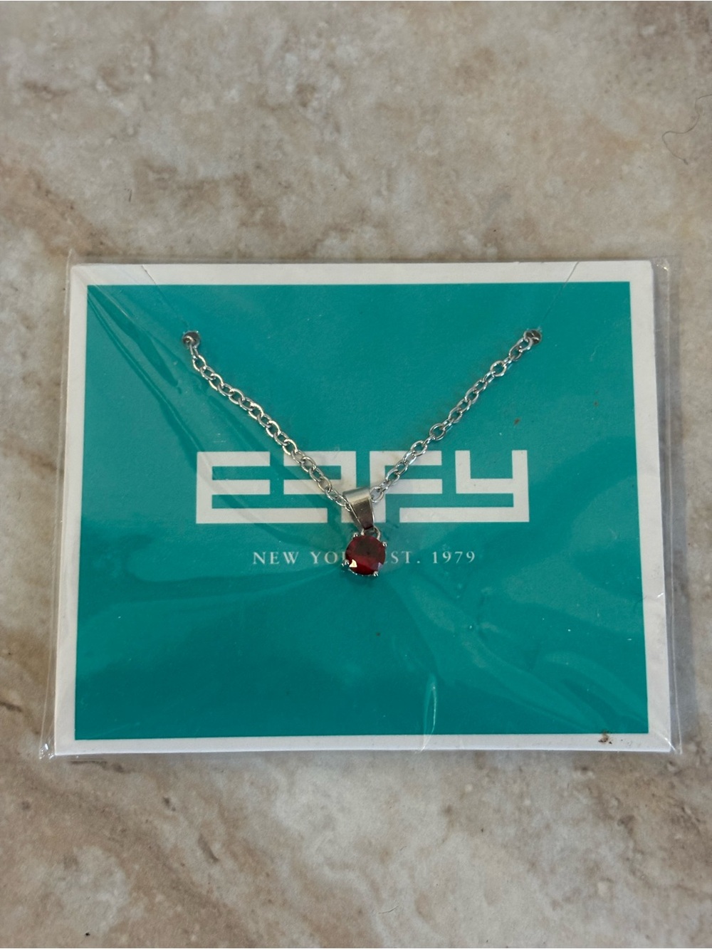 Effy Sterling Silver Necklace with Deep Red Garnet Pendant